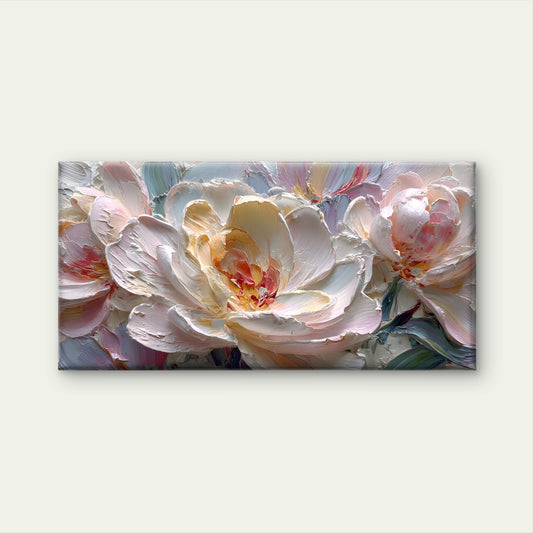 Pink Peony Rose Painting Wall Art Canvas Office Home Room Framed 120x60cm