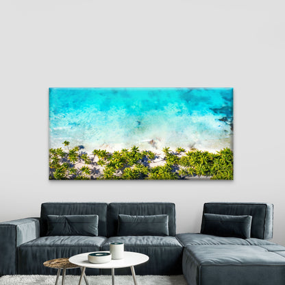 Beach Paradise From Above Wall Art Canvas Office Home Room Framed 120x60cm