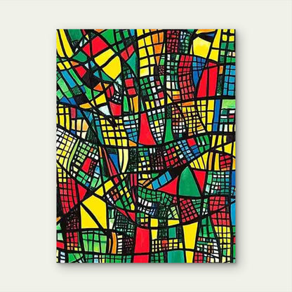 Abstract Geometric Color Splice Metal Print Ready to Hang - Bella Home Decor