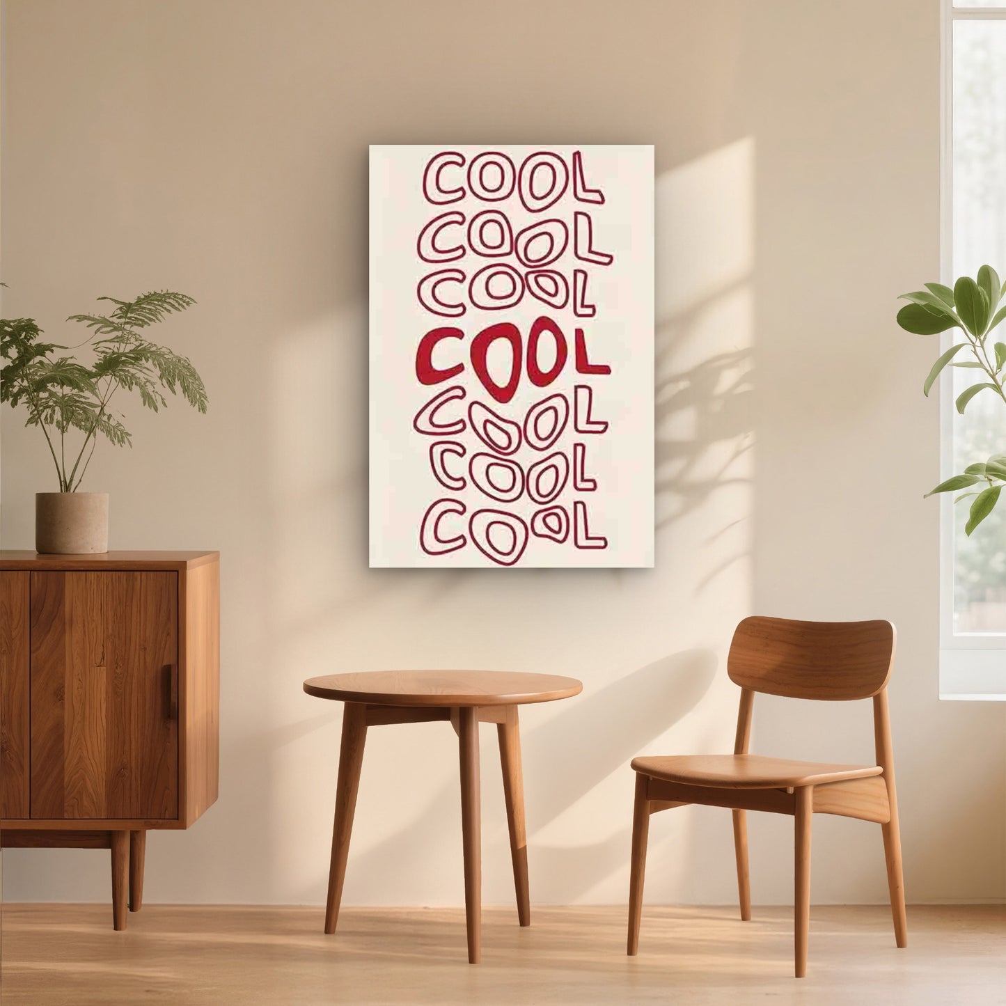 Red Handwritten Style COOL 40x60cm Metal Print Ready to Hang - Bella Home Decor