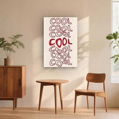 Red Handwritten Style COOL 40x60cm Metal Print Ready to Hang - Bella Home Decor