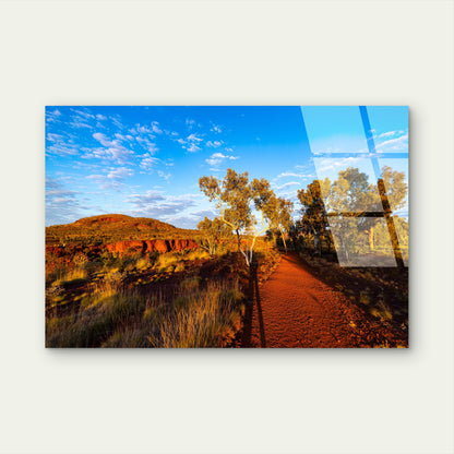 Karijini Outback Red Dirt Road Gum Tree Acrylic Glass Printing Wall Art Australian Made Quality