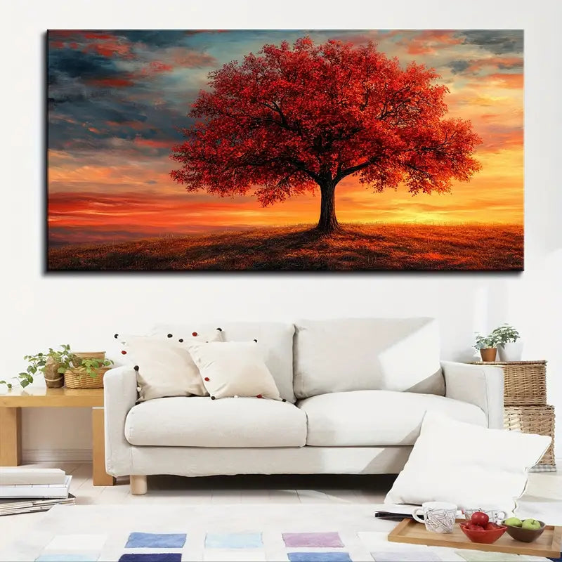 Majestic Tree Sunset Scene wall canvas office home room framed 120x60cm - Bella Home Decor