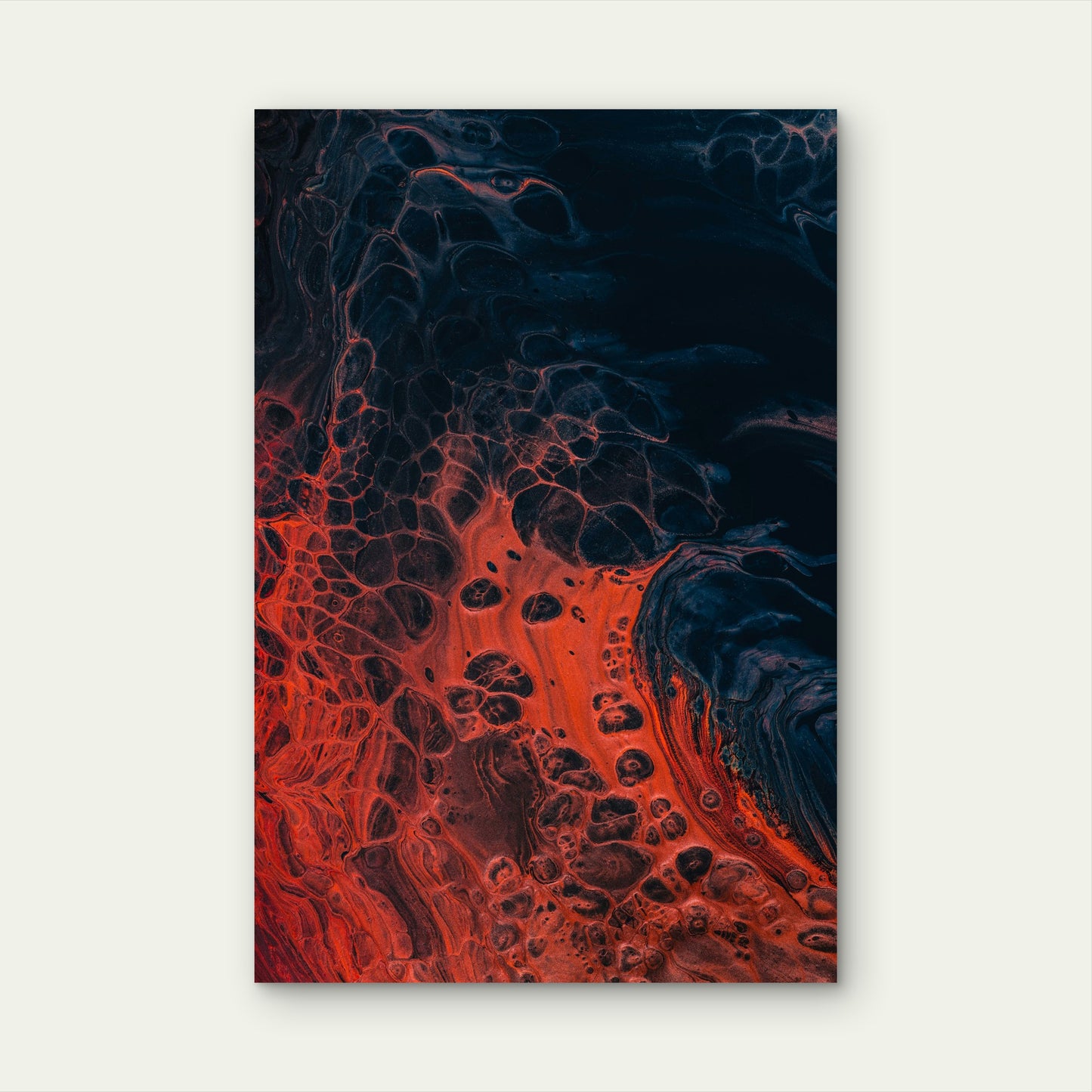 Dynamic Abstract With Rich Orange And Red Swirls 40x60cm Metal Print Ready to Hang