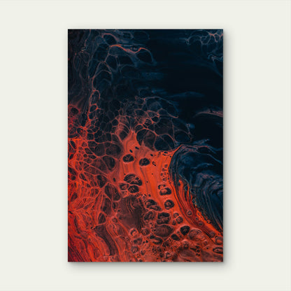 Dynamic Abstract With Rich Orange And Red Swirls 40x60cm Metal Print Ready to Hang