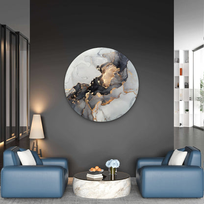 Gold Black Abstract Stunning Multicoloured Acrylic Glass Rounded Print Tempered Glass Wall Art 100% Made in Australia Ready to Hang