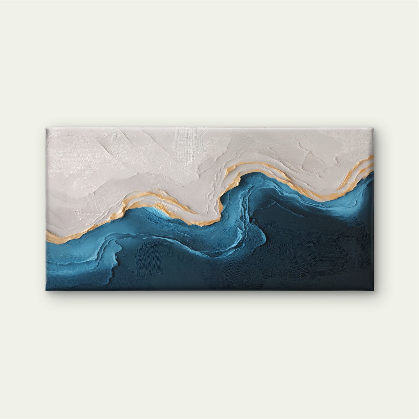 Abstract Gilded White Sea Coast Wall Art Canvas Office Home Framed 120x60cm