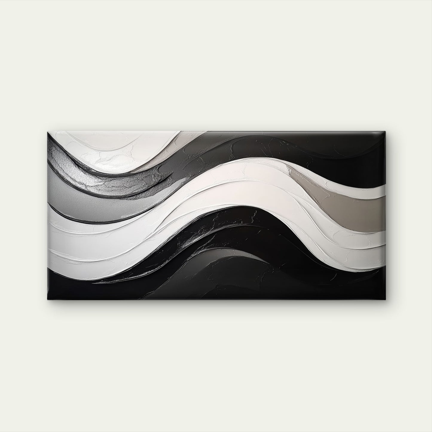 Modern Black White Abstract Wave Wall Art Canvas Office Home Framed 120x60cm
