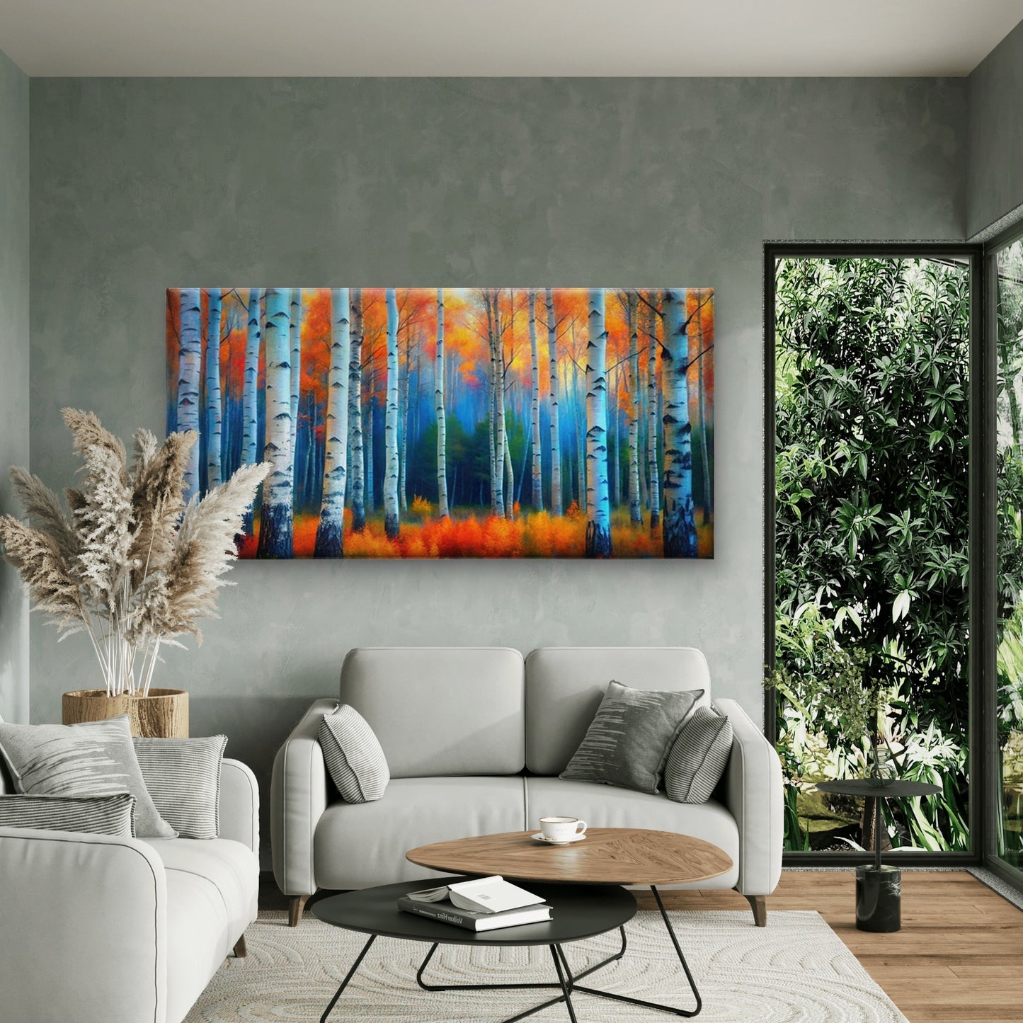 Birch Forest Birch Tree Wall Art Canvas Office Home Room Framed 120x60cm