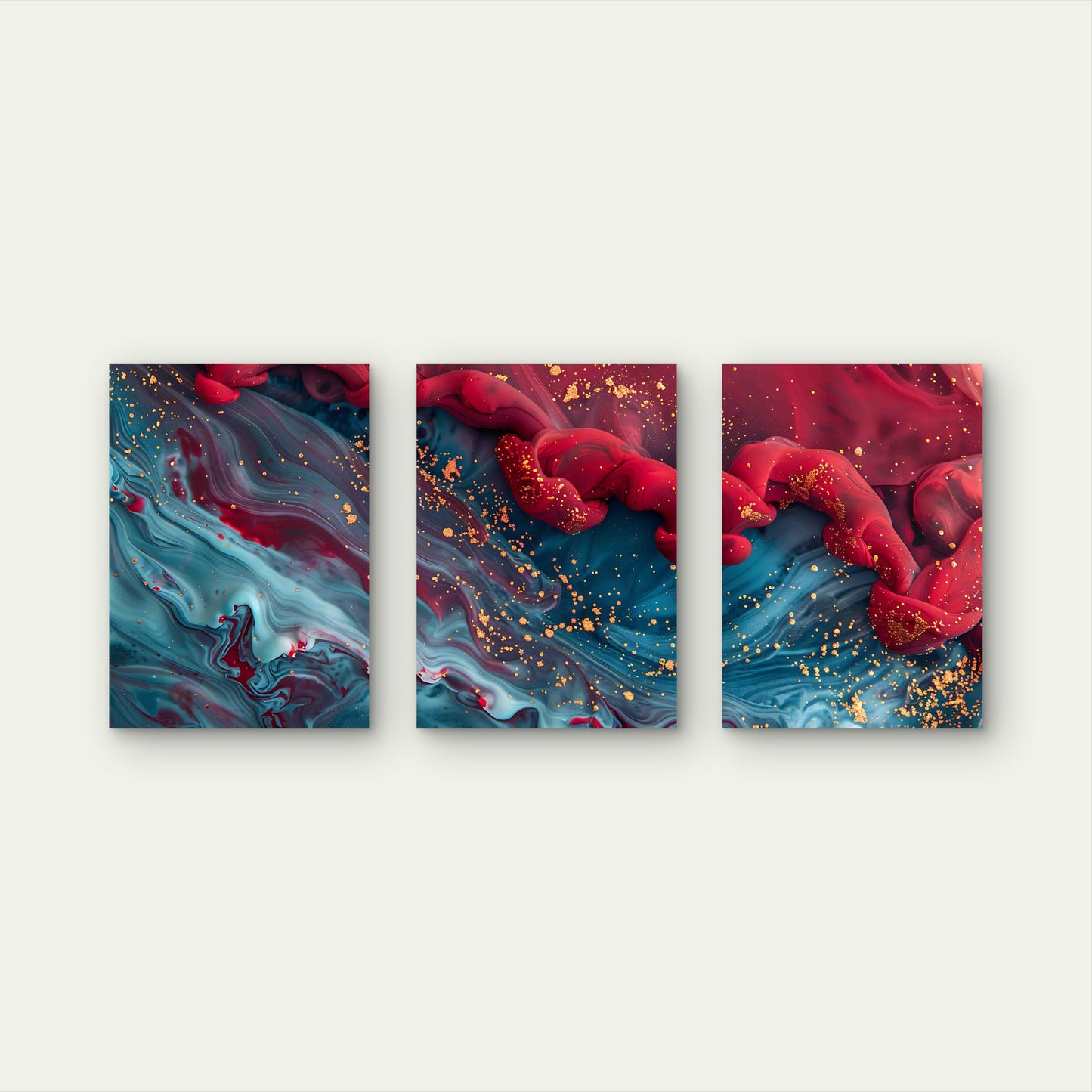 3pcs The Abstract View of Colour Mixing Each Other Metal Print Ready to Hang Art
