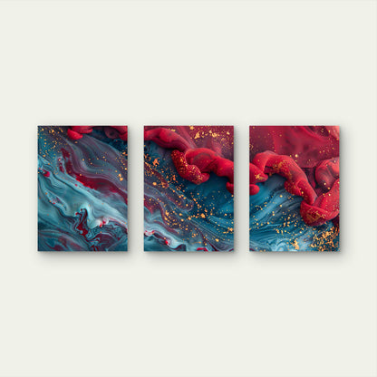3pcs The Abstract View of Colour Mixing Each Other Metal Print Ready to Hang Art