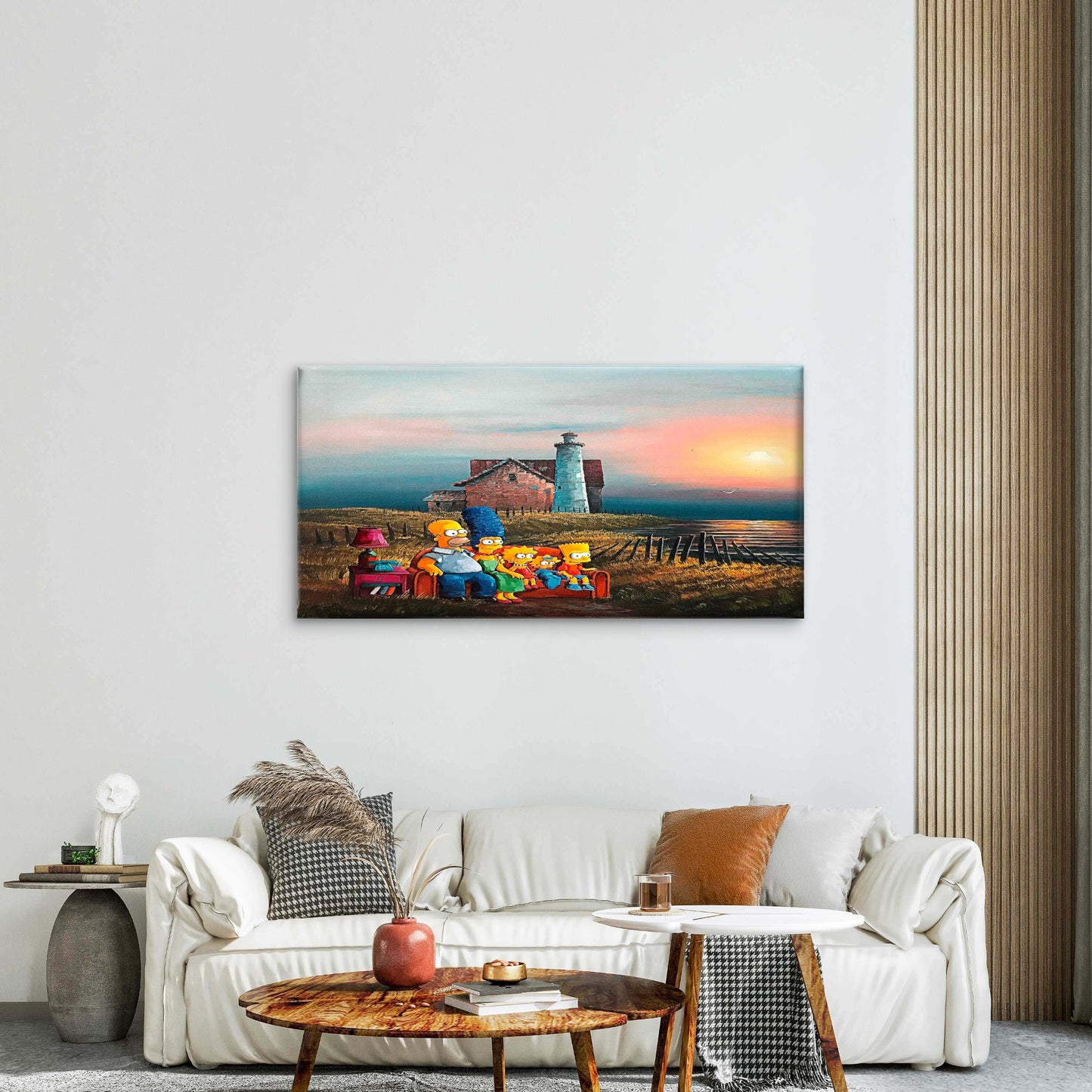 Whimsical Coast Lighthouse Wall Art Canvas Office Home Room Framed 120x60cm