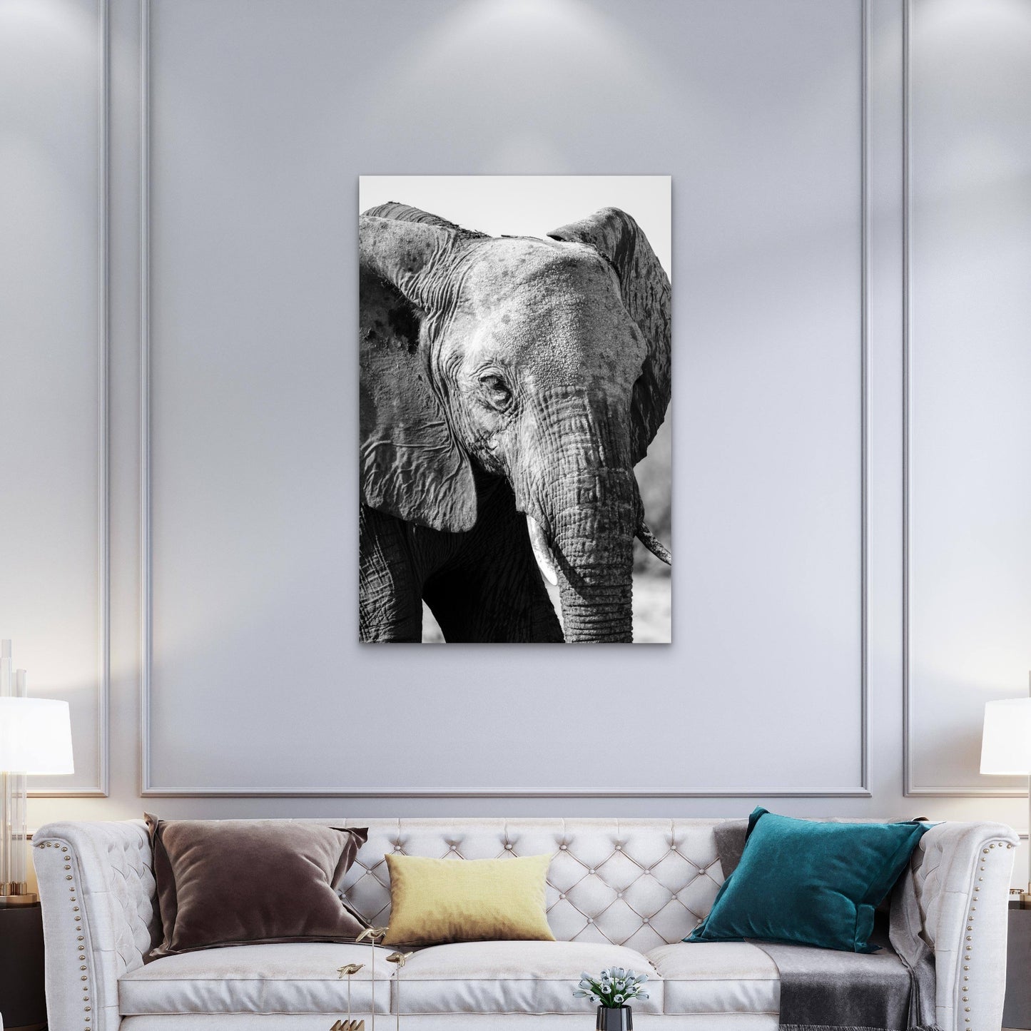 Close Up Elephant Illustration 40x60cm Metal Print Ready to Hang