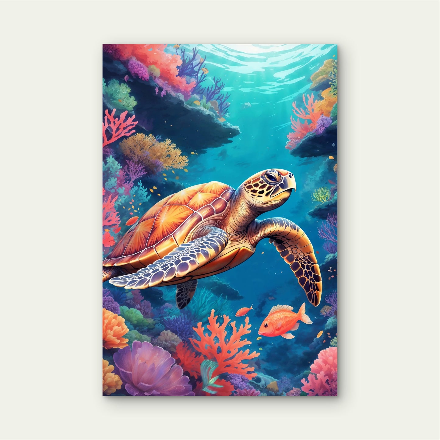 Anime Style Turtle Animal Digital Art 60x90cm Metal Print Ready to Hang