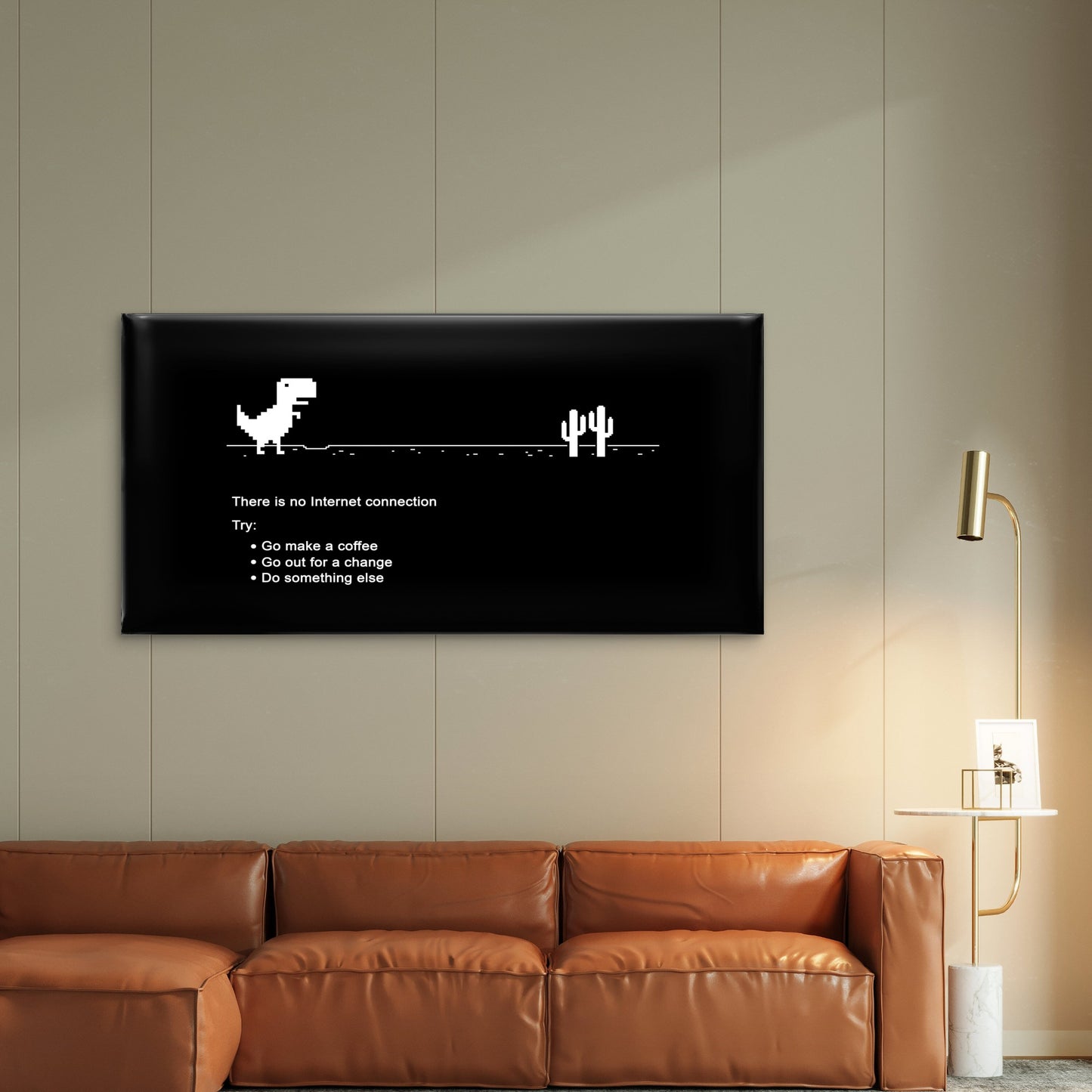 Retro Pixel Dinosaur Meme Wall Art Canvas Office Home Room Framed 120x60cm