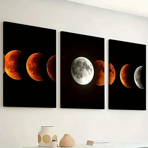 3pcs Simple Wind Planet Rotation Process Art Wall Art Set Canvas Unframed - High Quality Print 100% Australian Made Wall Canvas