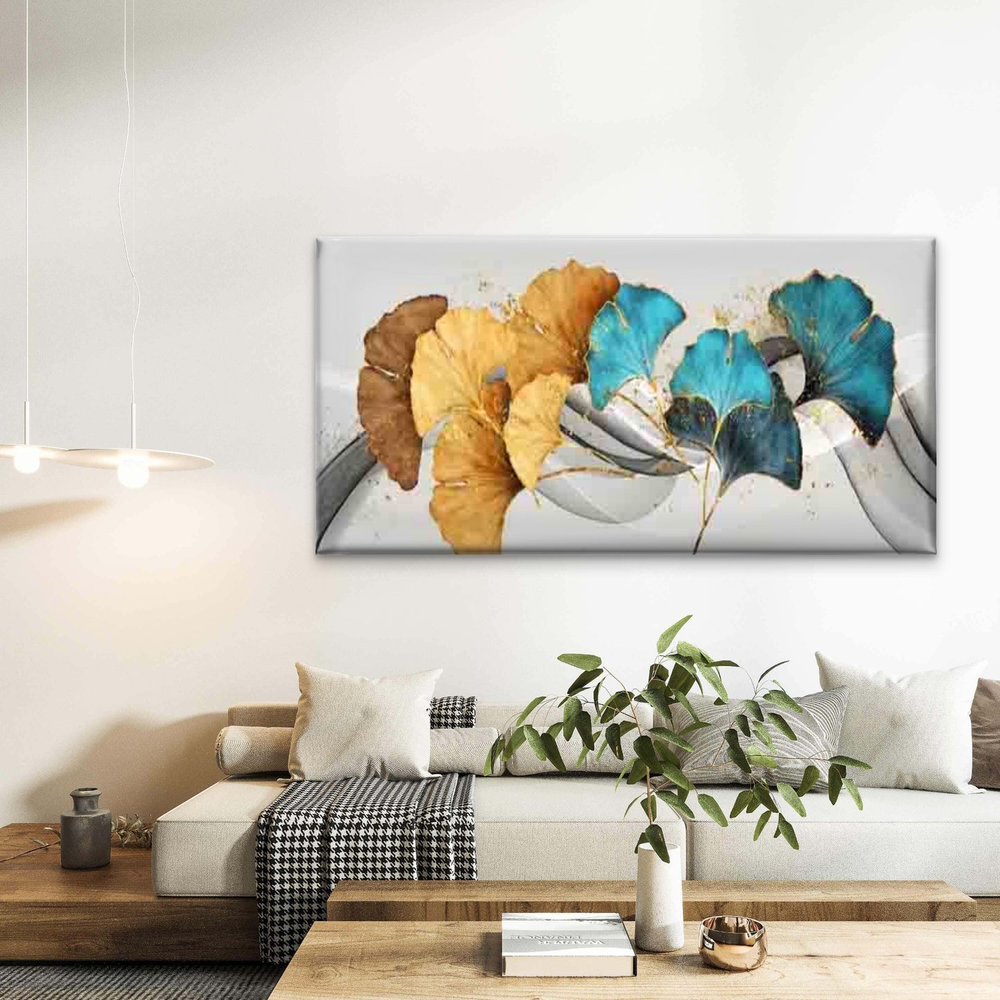 Ginkgo Leaves in Various Colors Wall Art Canvas Office Home Room Framed 120x60cm - Bella Home Decor