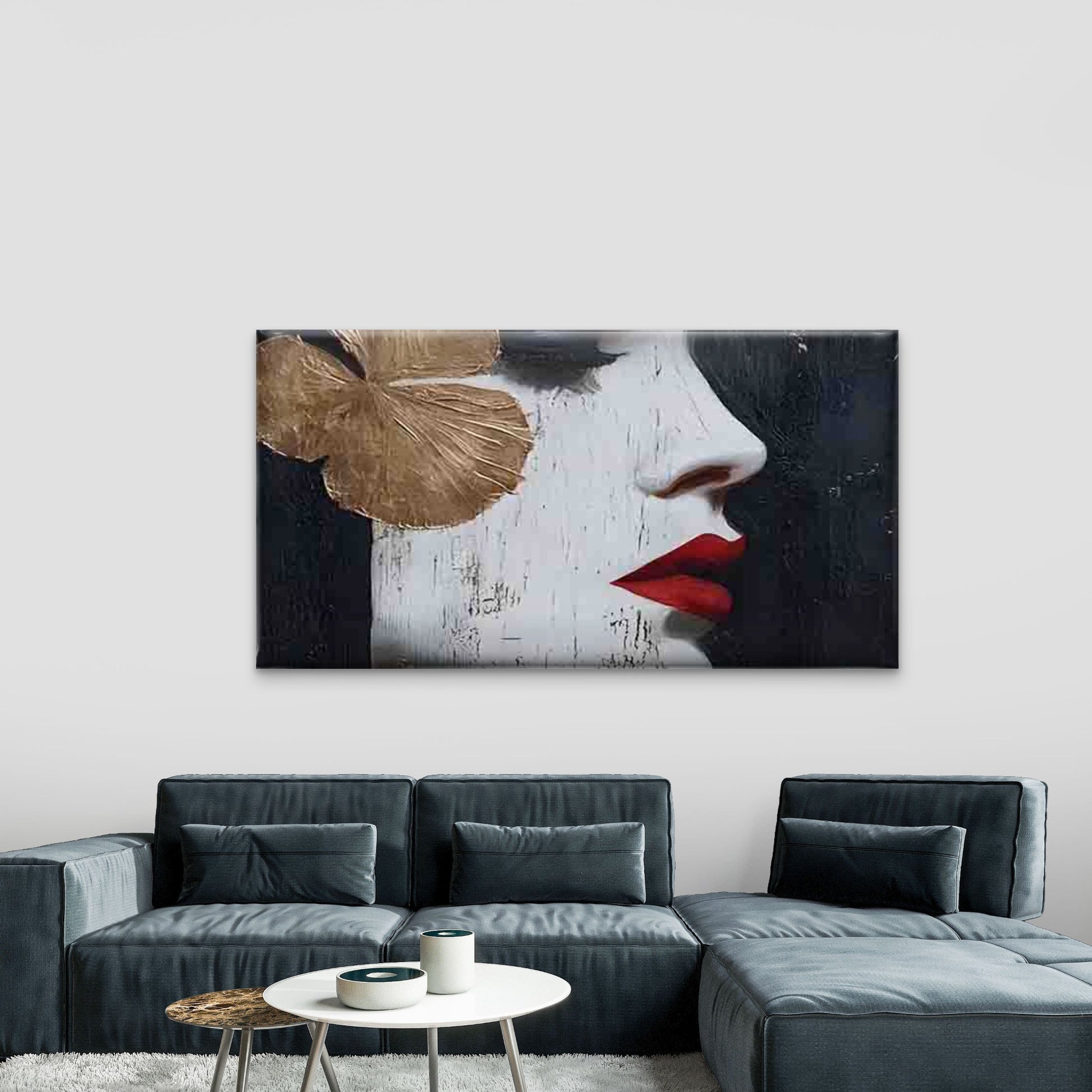 Woman's Side Profile Wall Art Canvas Office Home Room Framed 120x60cm - Bella Home Decor