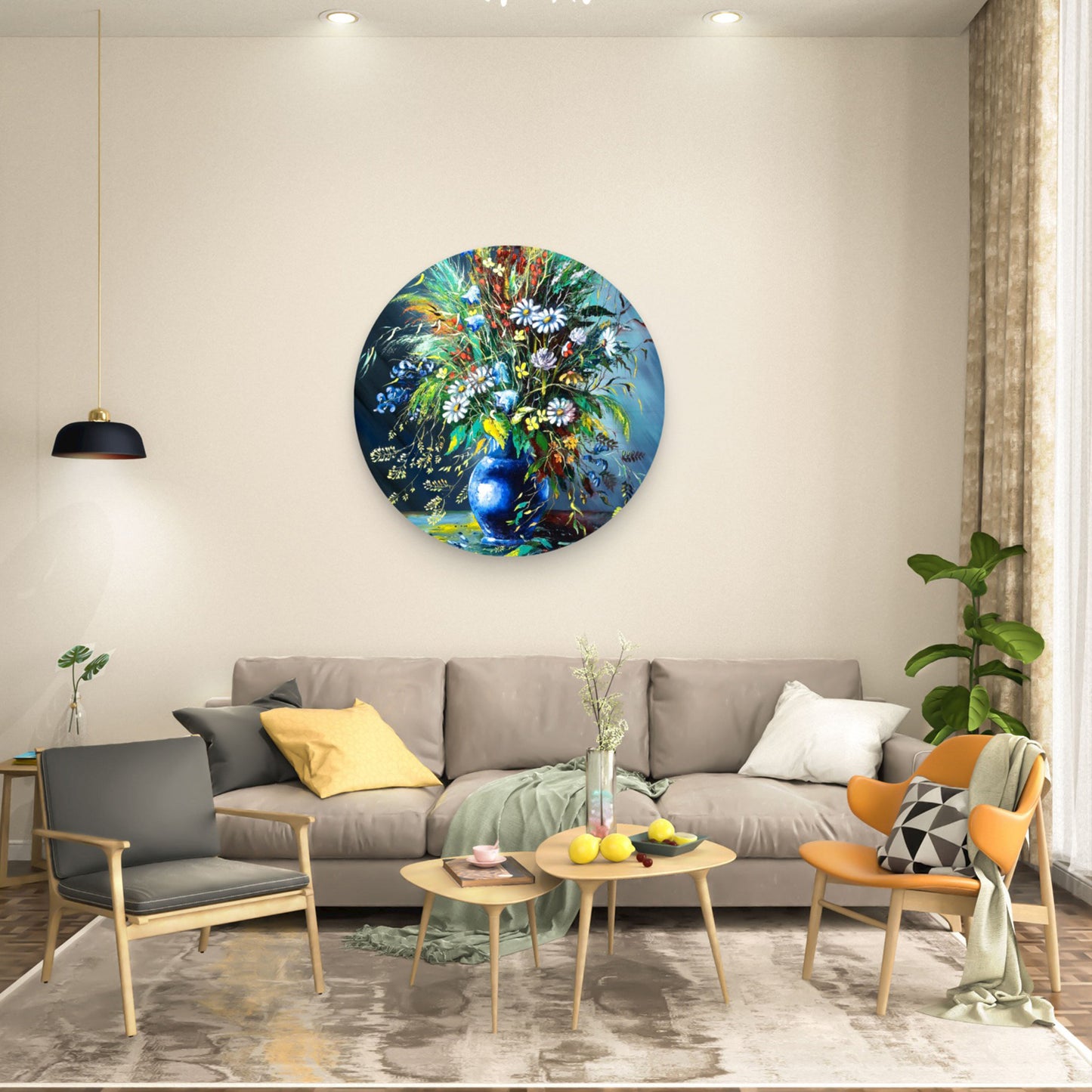 Flower Vase Abstract Acrylic Glass Rounded Print Tempered Glass Wall Art 100% Made in Australia Ready to Hang