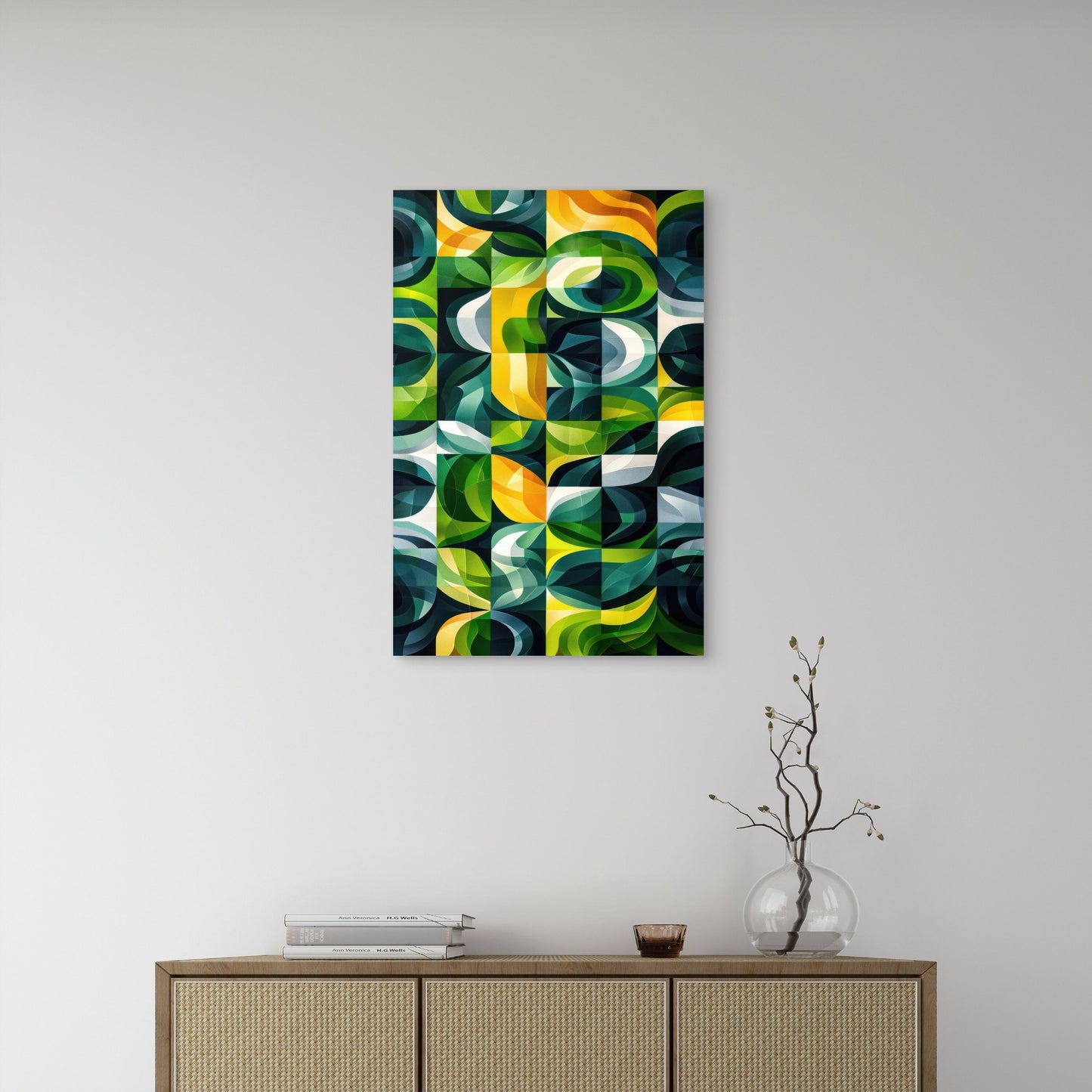 Abstract Geometric and Organic Painting 60x90cm Metal Print Ready to Hang