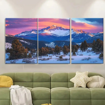 3pcs Rocky Mountain Colorado Landscape Wall Art Set Canvas Framed 50x70cm - High Quality Print 100% Australian Made Wall Canvas Ready to Hang