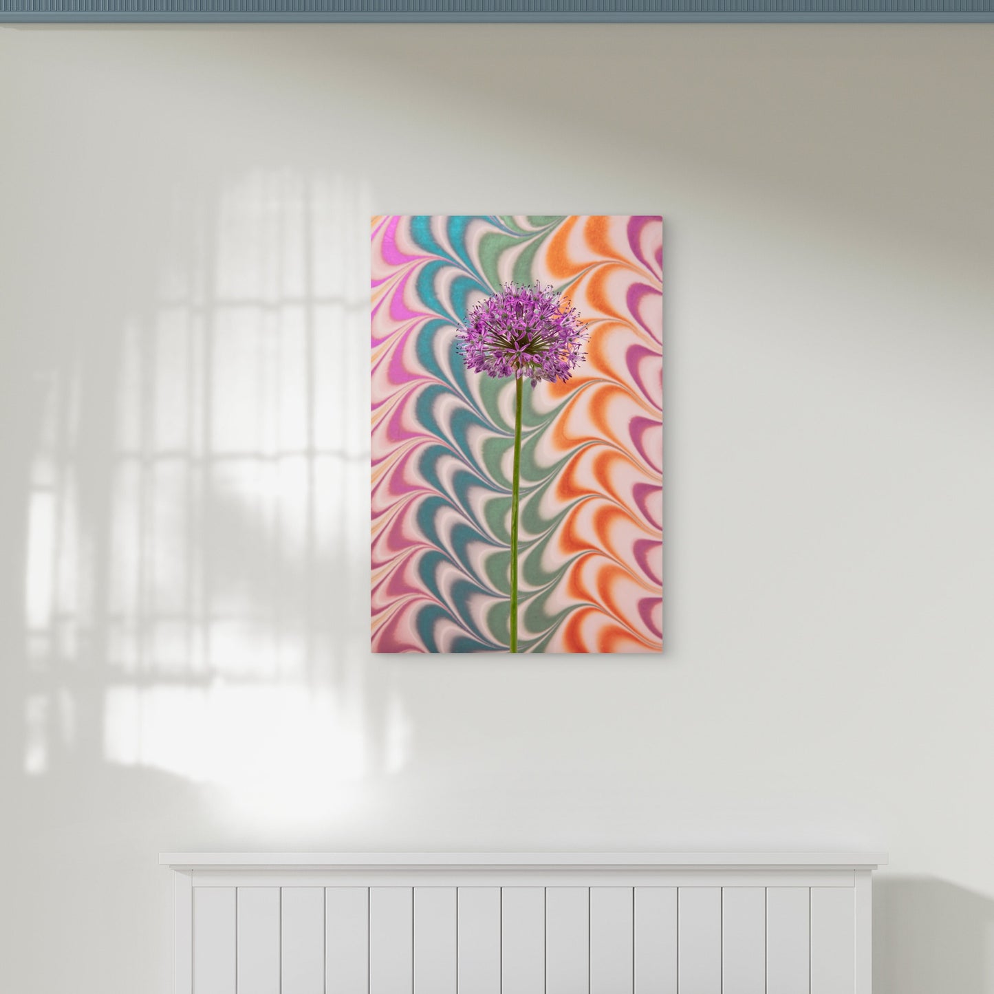 Flower With Psychedelic Painting 60x90cm Metal Print Ready to Hang