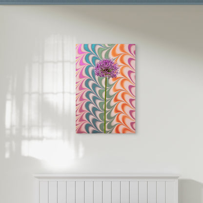 Flower With Psychedelic Painting 60x90cm Metal Print Ready to Hang