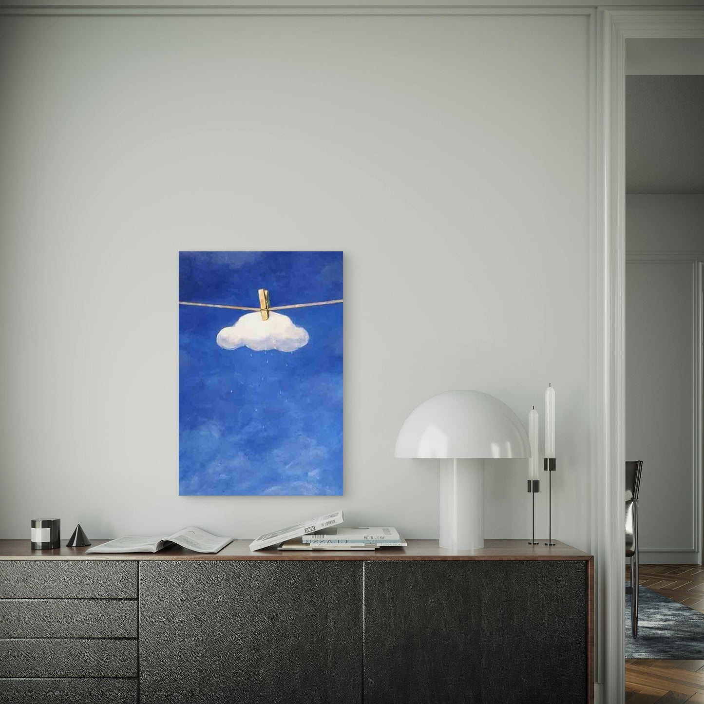 Pegged Cloud in Blue Sky 60x90cm Metal Print Ready to Hang