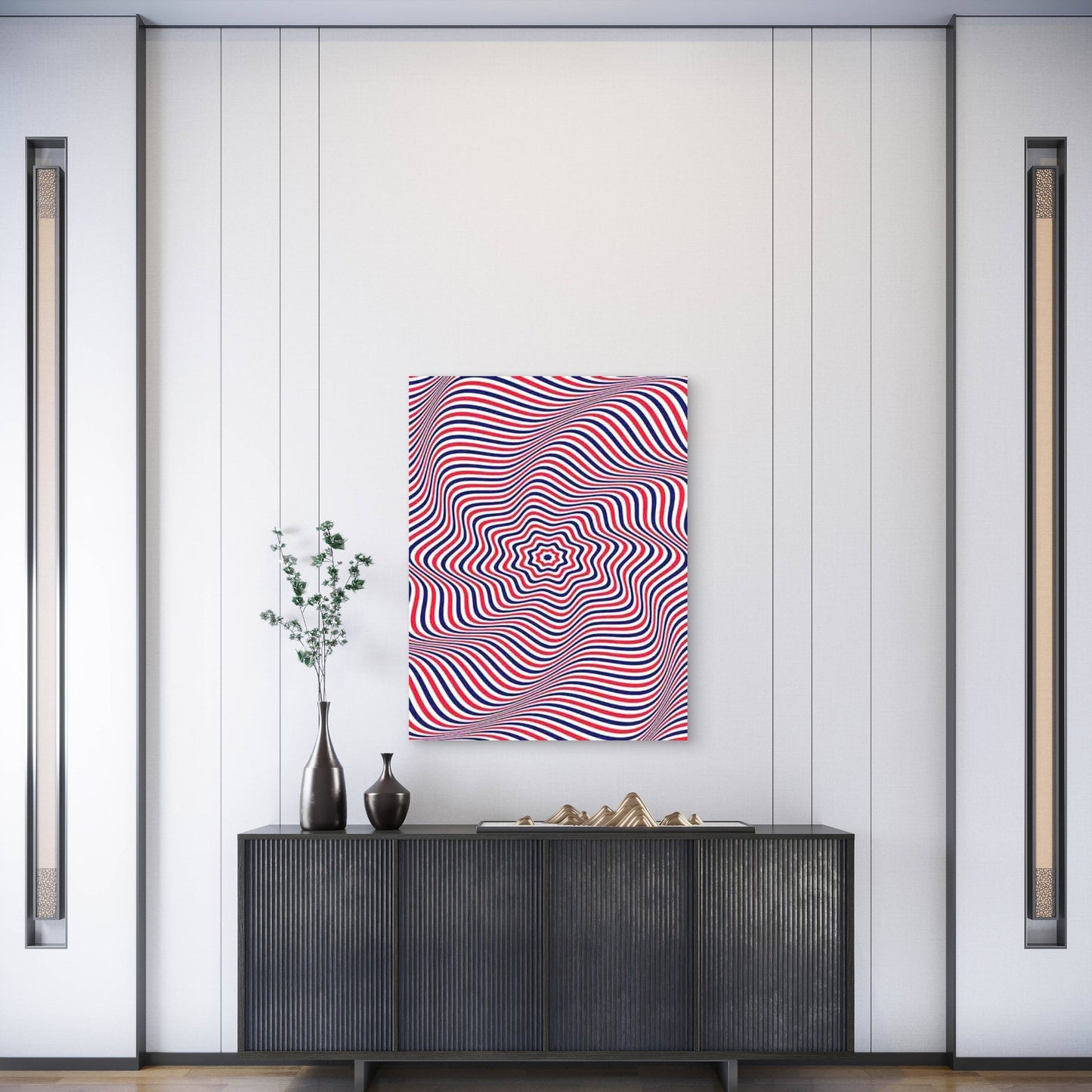 Abstract Wavy Line 60x90cm Metal Print Ready to Hang - Bella Home Decor