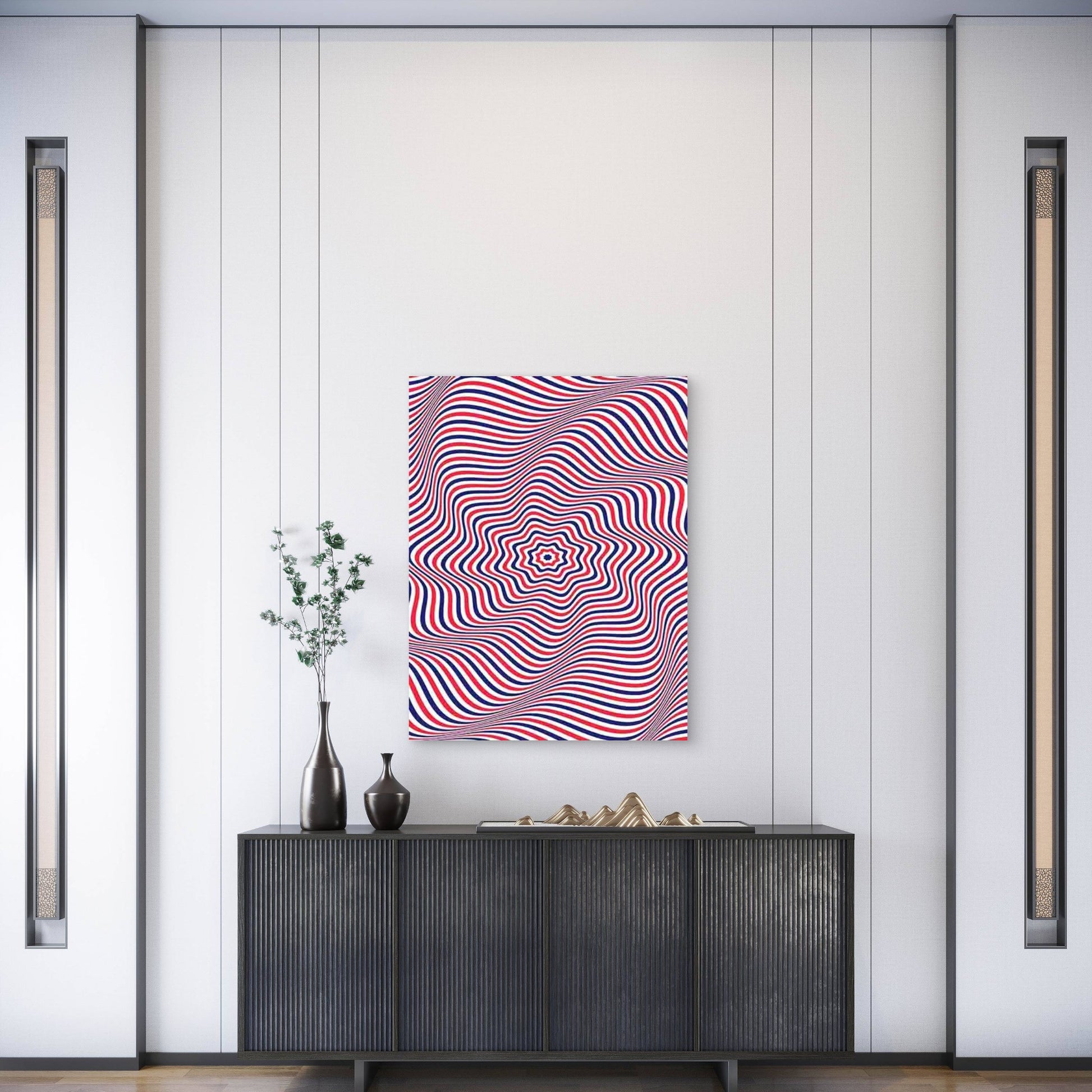 Abstract Wavy Line 60x90cm Metal Print Ready to Hang - Bella Home Decor
