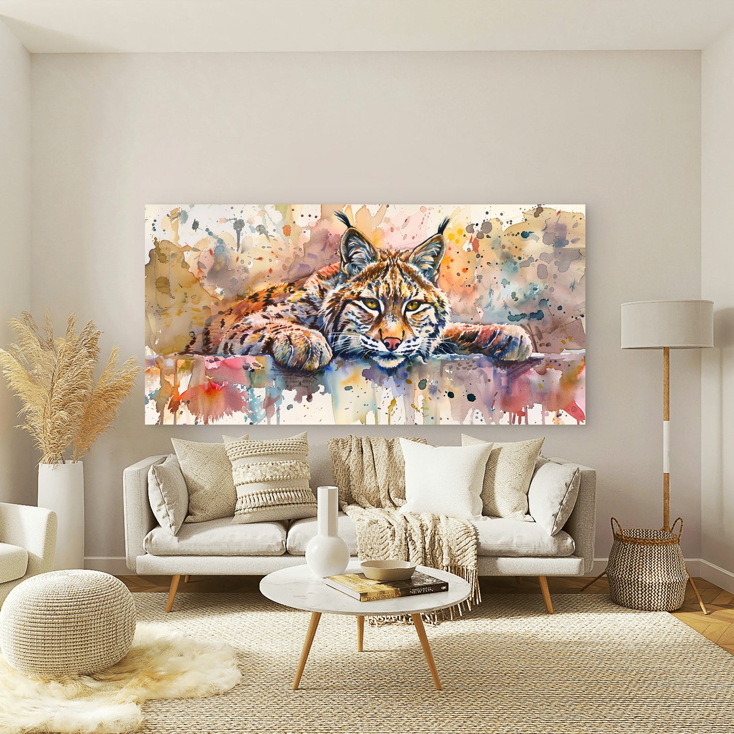 Wild Lynx Stares At Viewer Wall Art Canvas Office Home Room Framed 120x60cm