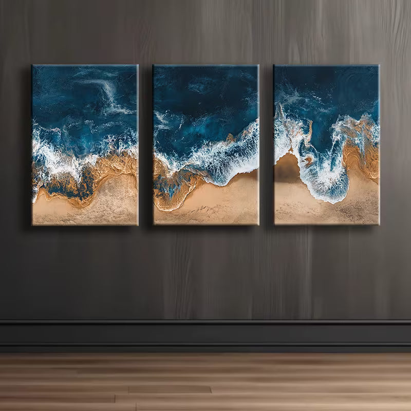 3pcs Ocean Waves Beach Design Wall Art Set Canvas Framed 40x60cm - High Quality Print 100% Australian Made Wall Canvas Ready to Hang