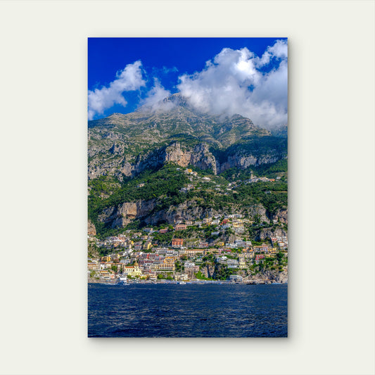 Amalfi Coast Positano Cliffside Town Sea 40x60cm Metal Print Ready to Hang