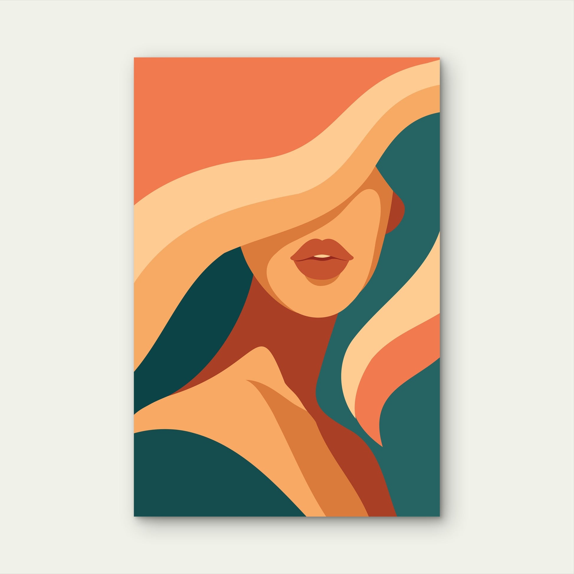 Minimalist Boho Terracotta Woman Face Art 40x60cm Metal Print Ready to Hang