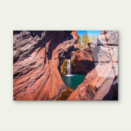 Hamersley Gorge Karijini Waterfall Acrylic Glass Printing Wall Art Australian Made Quality