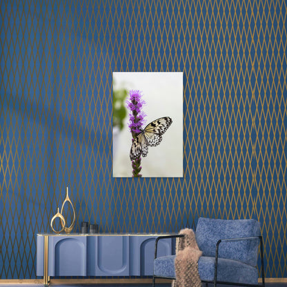 Tree Nymph Butterfly on Purple Flower 40x60cm Metal Print Ready to Hang