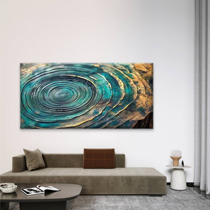 Golden Circular Textures Wall Art Canvas Office Home Room Framed 120x60cm - Bella Home Decor