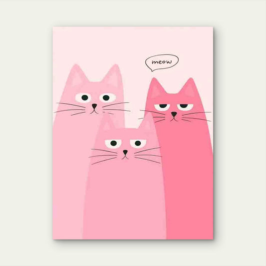 Adorable Pink Cat Family 60x90cm Metal Print Ready to Hang