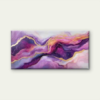 Abstract Purple, Blue & Yellow Wall Art Canvas Office Home Room Framed 120x60cm - Bella Home Decor