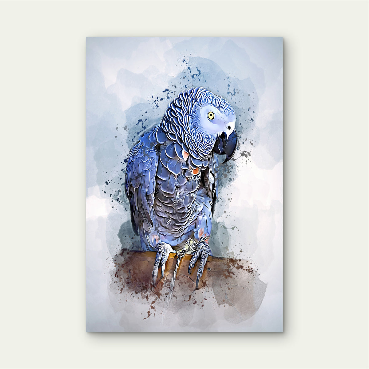 Watercolor Illustration Parrot Isolated Background 40x60cm Metal Print Ready to Hang