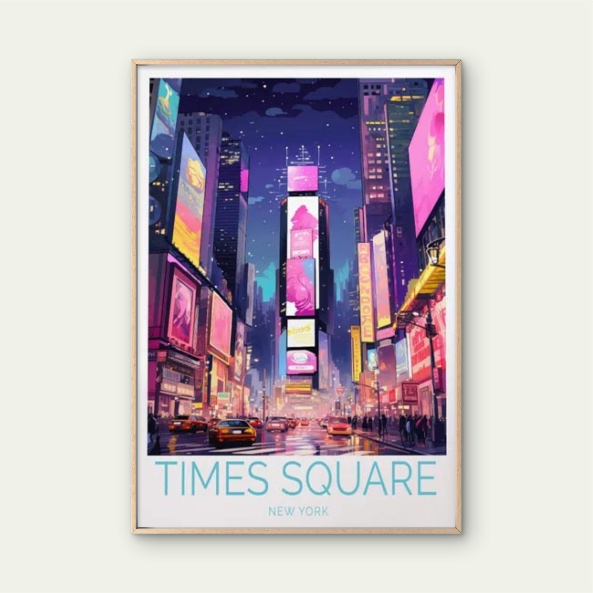 Times Square New York At Night Painting Travel Poster Print Wall Art - Bella Home Decor