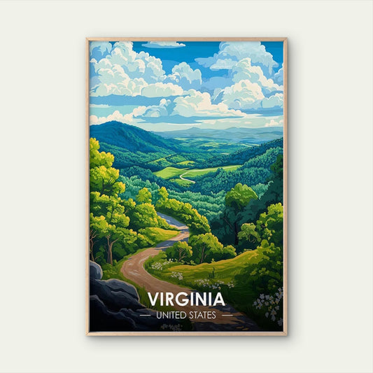 Beautiful Blue Ridge Mountains Of Virginia Vintage Travel Poster Print Wall Art
