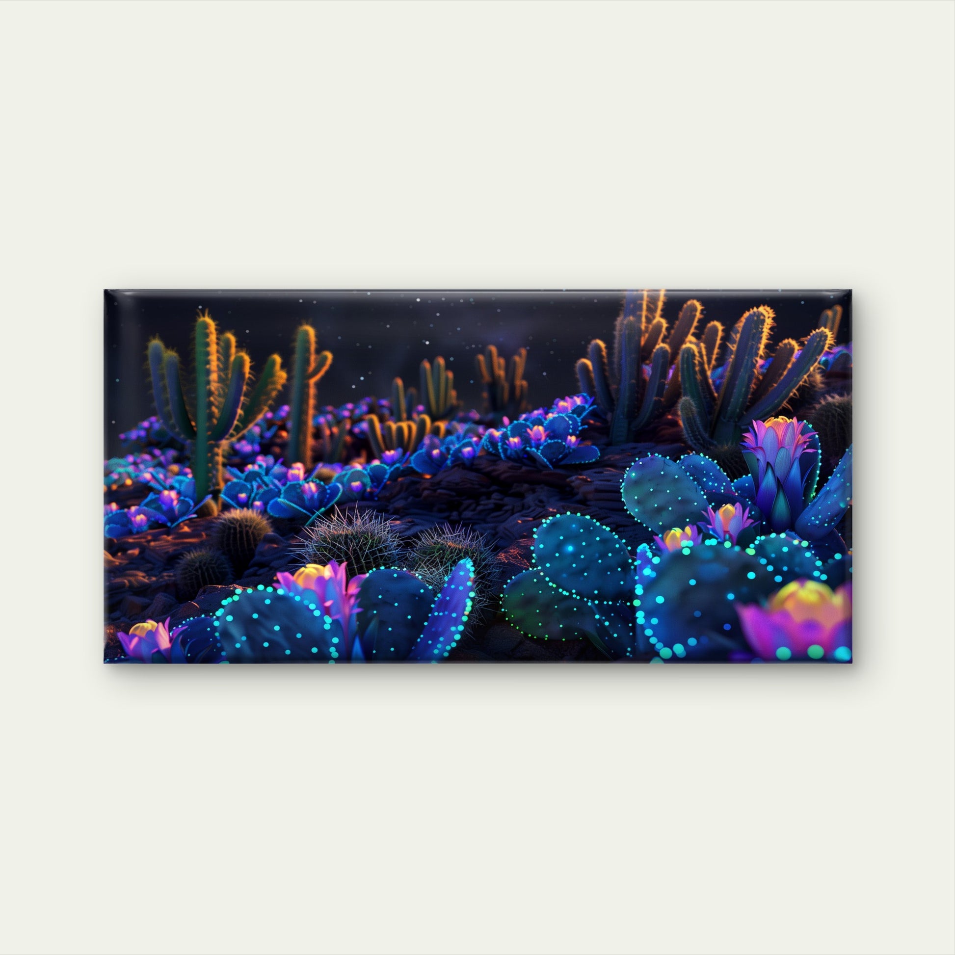 Neon Desert Flower Garden Wall Art Canvas Office Home Room Framed 120x60cm - Bella Home Decor