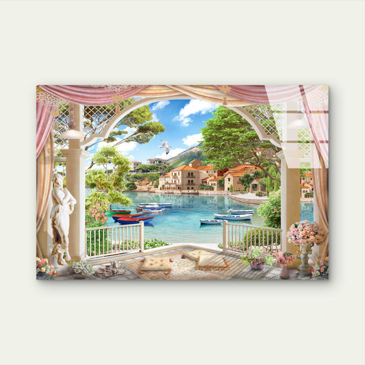 Coastal Balcony Sea Tempered Glass Printing Wall Art Australian Made Quality