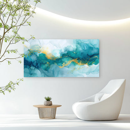 Oceanic Vapor Golden Streak Wall Art Canvas Office Home Room Framed 120x60cm