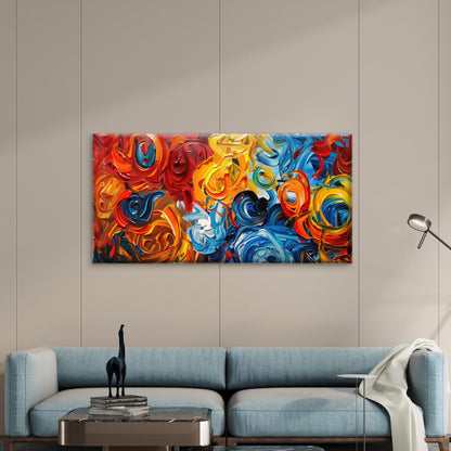 Vibrant Swirls Of Abstract Colo Wall Art Canvas Office Home Room Framed 120x60cm - Bella Home Decor