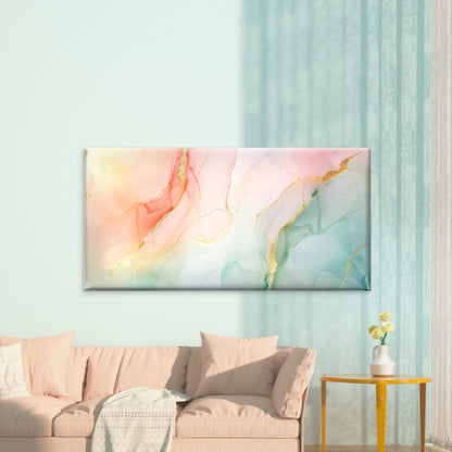 Golden Veins In Pastel Wall Art Canvas Office Home Room Framed 120x60cm - Bella Home Decor