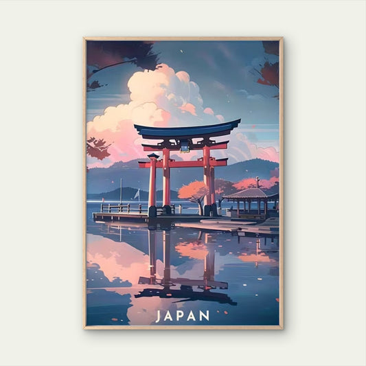Japanese Torii Gate Modern Painting Travel Poster Print Wall Art