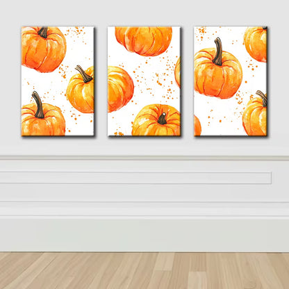 3pcs Pumpkin Autumn Harvest Theme Wall Art Set Canvas Framed 40x60cm - High Quality Print 100% Australian Made Wall Canvas Ready to Hang