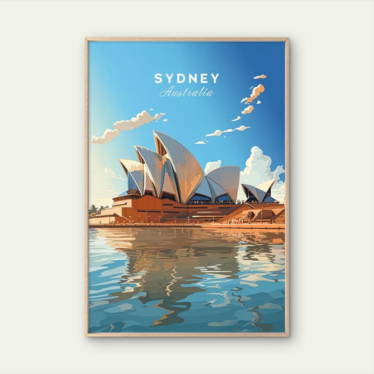 Opera House & Harbour Bridge Travel Poster Print Wall Art - Bella Home Decor